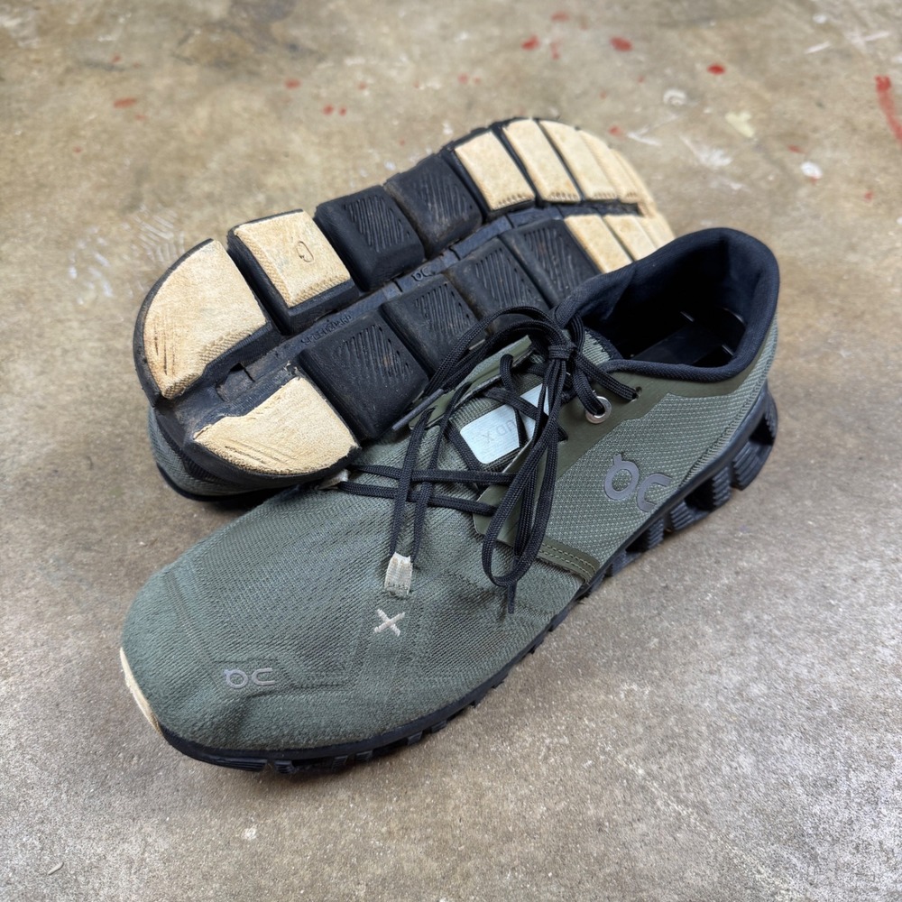 On Running Cloud‎ X 3 Women's 9 (Men's 8) Military Green Black Running Shoes